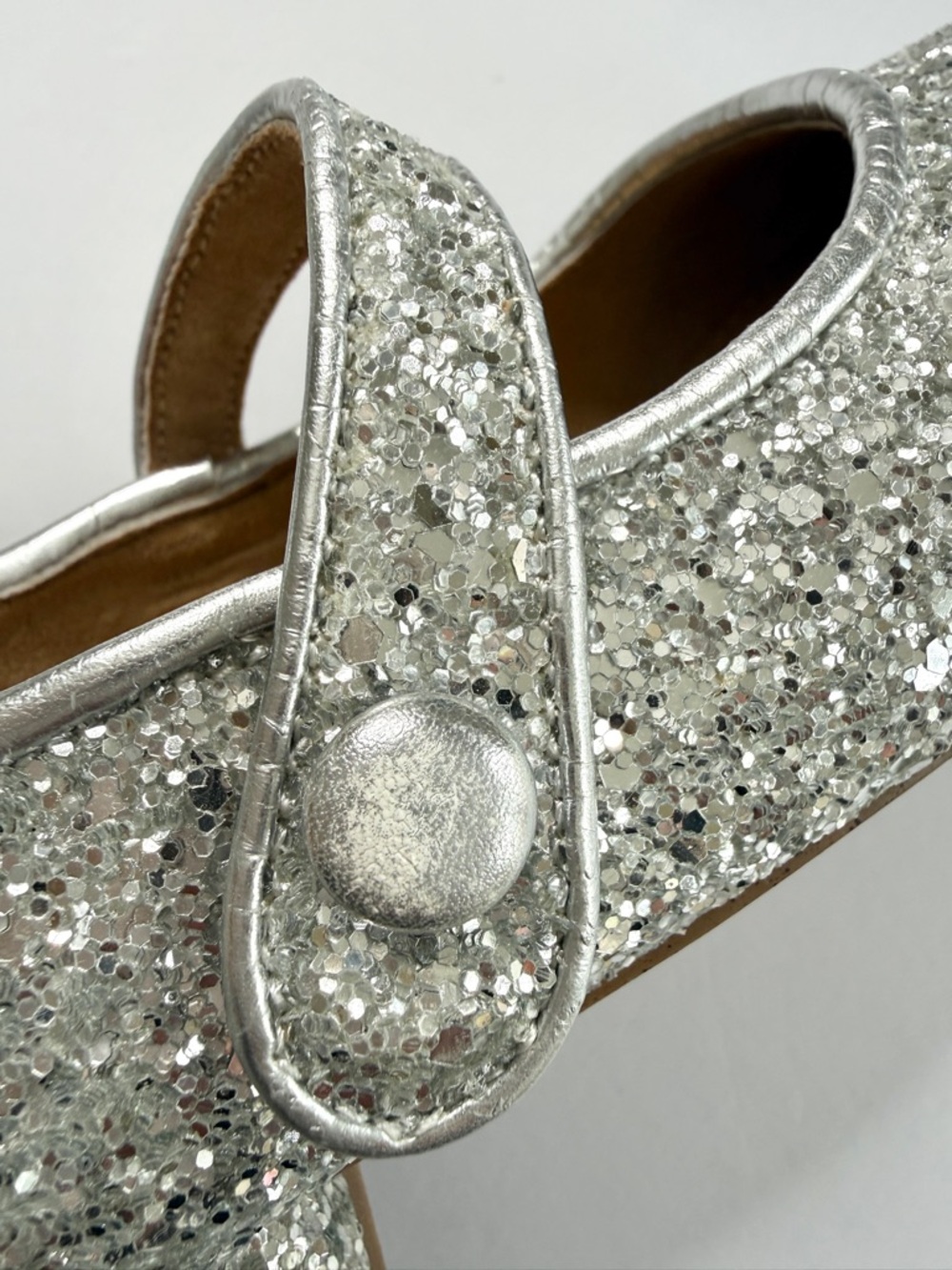 J CREW FACTORY Crewcuts Girls Silver Glitter Mary Jane Heeled Dress Shoes CB054 - Picture 5 of 8